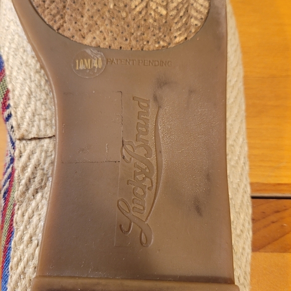 Lucky Brand Sz 10 Colorful Espadrille Flats Striped Canvas Jute Slip On Bohemian - Picture 10 of 11